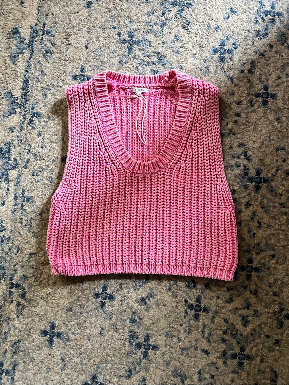 Pistola Hot Pink Chunky Knit V-Neck Sleeveless Sweater